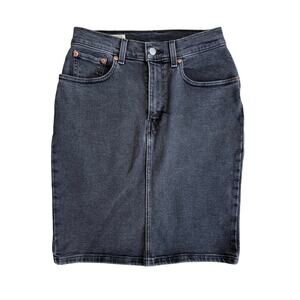 Levi’s Mom Back Gray Black Denim Pencil Skirt Size 27
